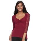Juniors' Candie's&reg; Sweetheart Lace Panel Top, Teens, Size: Small, Red