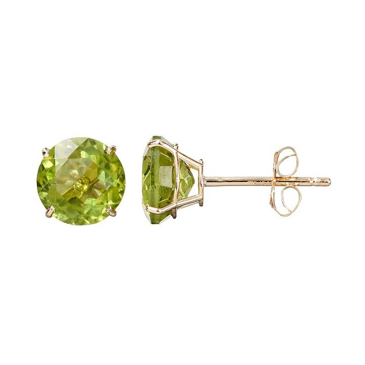 Everlasting Gold Gemstone Peridot 10k Gold Stud Earrings, Women's, Green