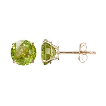 Everlasting Gold Gemstone Peridot 10k Gold Stud Earrings, Women's, Green