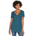 Juniors' Mudd&reg; Short Sleeve V-neck Tee, Girl's, Size: Large, Turquoise/blue (turq/aqua)