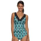 Women's Beach Scene Colette Ruffled One-piece Swimsuit, Size: 8, Multicolor