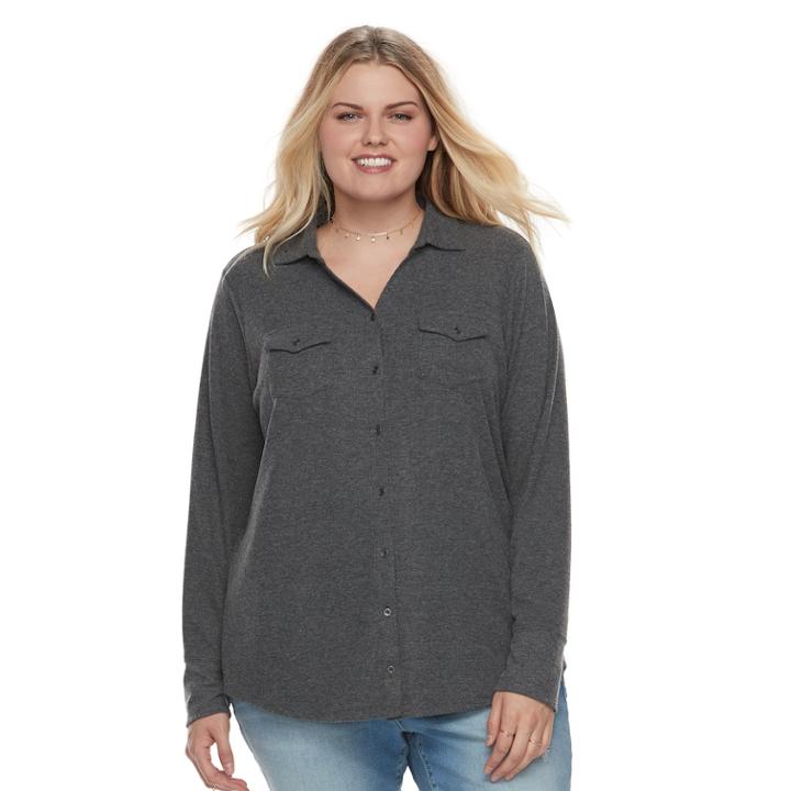 Plus Size Sonoma Goods For Life&trade; Utility Shirt, Women's, Size: 0x, Dark Grey