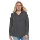 Plus Size Sonoma Goods For Life&trade; Utility Shirt, Women's, Size: 0x, Dark Grey