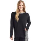 Women's Cuddl Duds Fleece Lounge Pullover, Size: Medium, Black