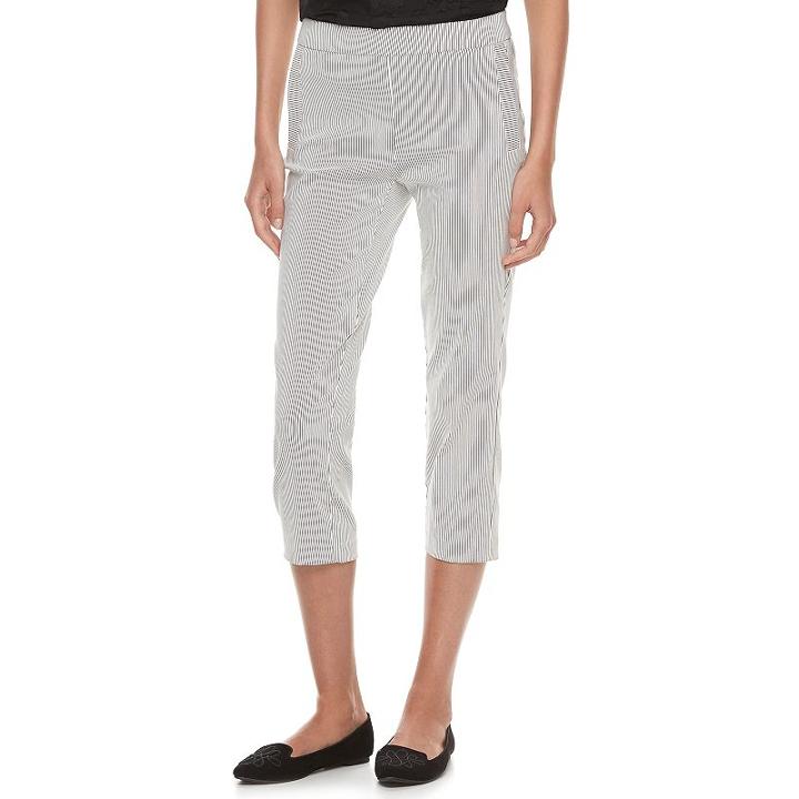 Women's Elle™ Pinstripe Pull-on Capris, Size: Medium, White