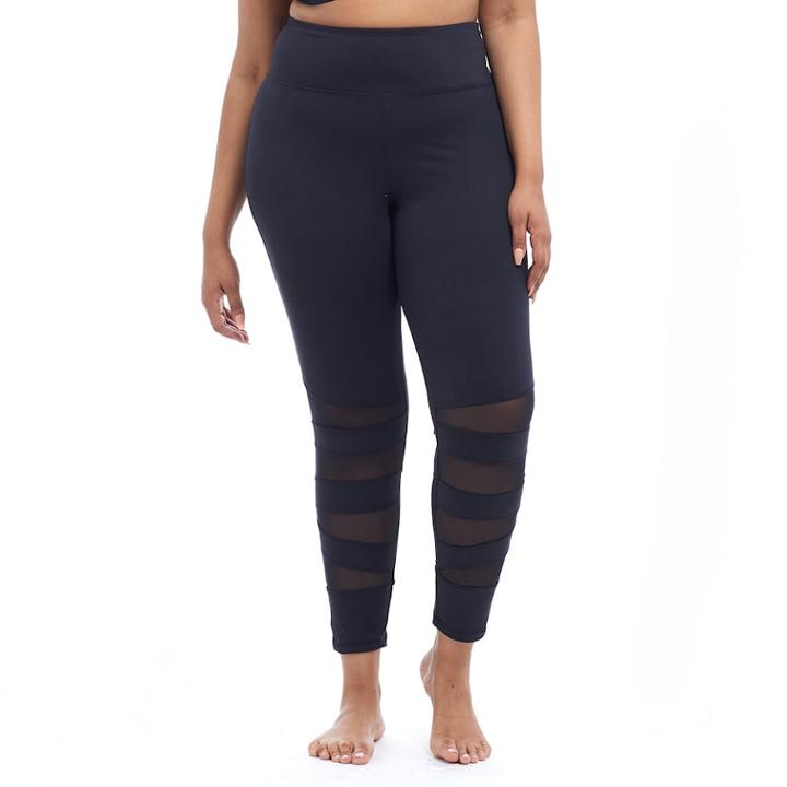 Plus Size Balance Collection Daphne Mesh Inset Leggings, Women's, Size: 1xl, Black