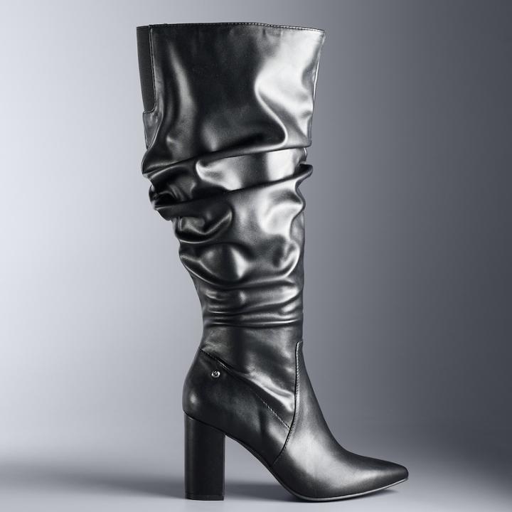 Simply Vera Vera Wang Flicker Women's High Heel Slouch Boots, Size: 8, Black