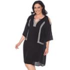 Plus Size White Mark Cold-shoulder Dress, Women's, Size: 3xl, Black