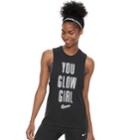Women's Nike Dry Training You Glow Girl Graphic Tank, Size: Medium, Grey (charcoal)
