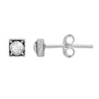 Itsy Bitsy Sterling Silver Crystal Square Stud Earrings, Women's, White