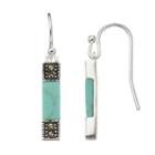Silver Luxuries Simulated Turquoise & Marcasite Linear Earrings, Women's, Blue