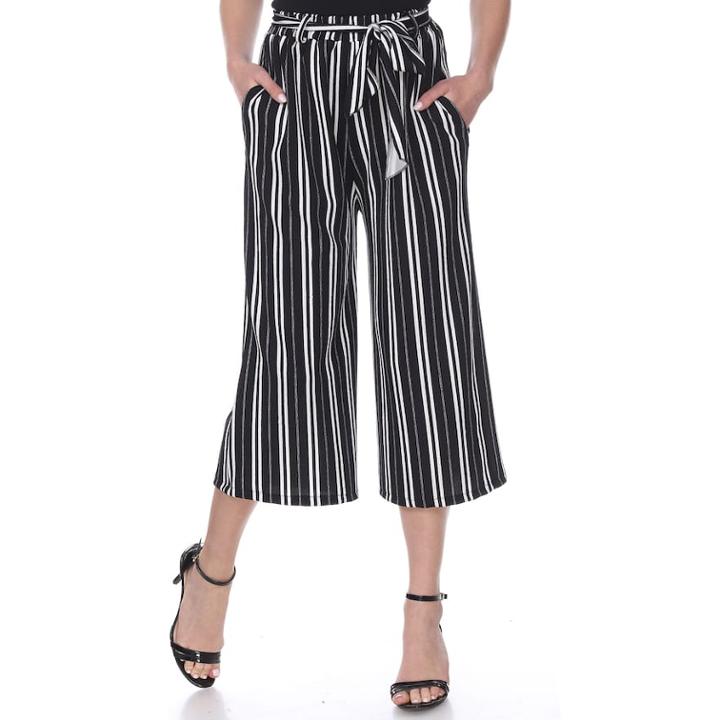 Women's White Mark Printed Gaucho Pants, Size: Small, Black