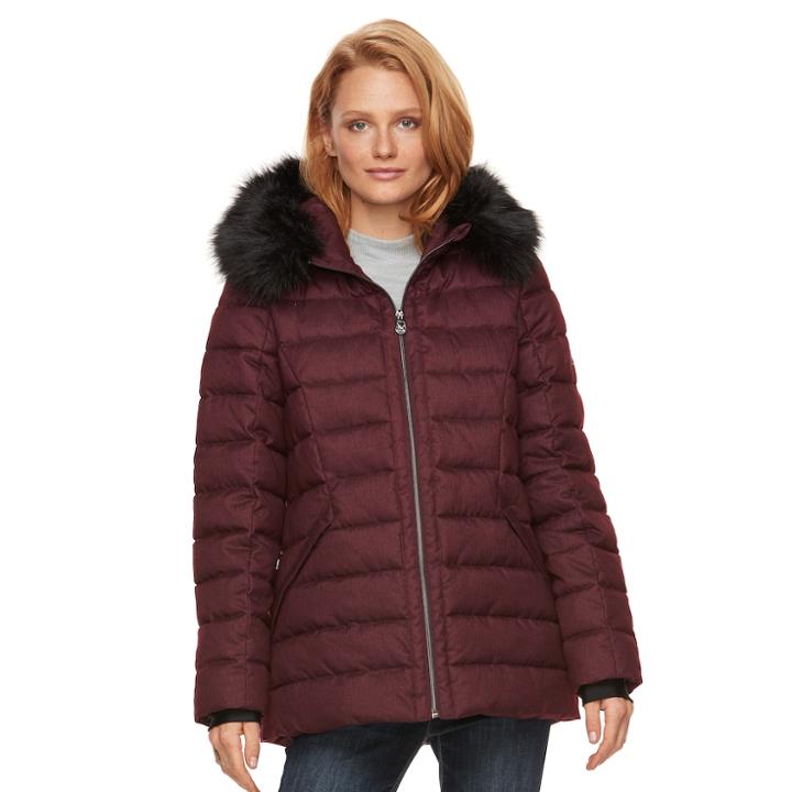 Women's Zeroxposur Faux-fur Trim Puffer Jacket, Size: Small, Red Other
