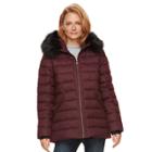 Women's Zeroxposur Faux-fur Trim Puffer Jacket, Size: Small, Red Other
