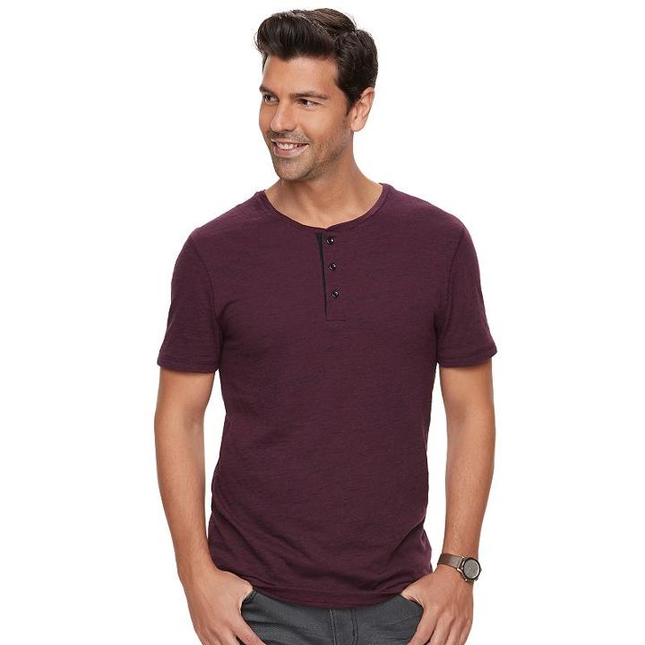 Men's Marc Anthony Slim-fit Slubbed Henley, Size: Small, Purple
