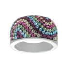 Silver Radiance Crystal Silver-plated Wave Ring, Women's, Multicolor