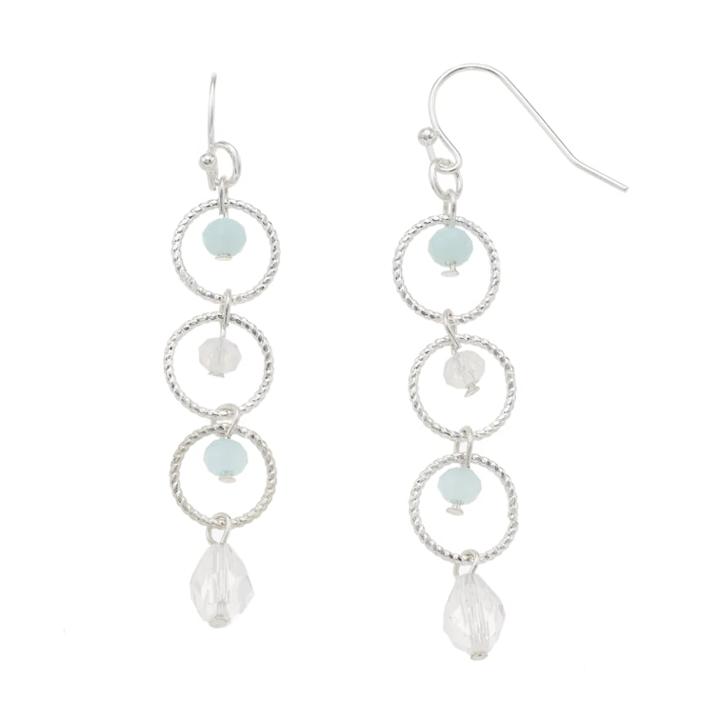 Lc Lauren Conrad Beaded Nickel Free Triple Hoop Drop Earrings, Women's, Blue