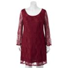 Juniors' Plus Size Wrapper Lace Dress, Teens, Size: 3xl, Dark Red