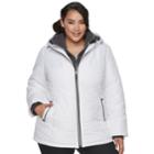 Plus Size D.e.t.a.i.l.s Hooded Bib Inset Quilted Jacket, Women's, Size: 3xl, White