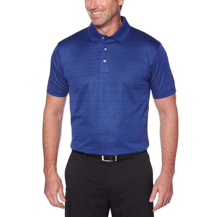 Men's Grand Slam Driflow Regular-fit Windowpane Performance Golf Polo, Size: Medium, Dazzling Blue