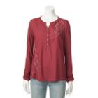 Women's Sonoma Goods For Life&trade; Embroidered Utility Shirt, Size: Small, Dark Red