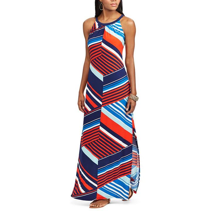 Petite Chaps Striped Jersey Maxi Dress, Women's, Size: S Petite, Blue (navy)