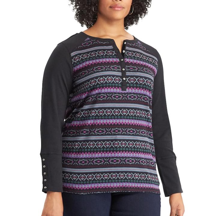 Plus Size Chaps Knit Top, Women's, Size: 3xl, Black