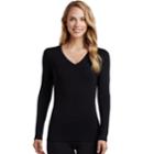 Women's Cuddl Duds Softwear V-neck Top, Size: Regular, Black