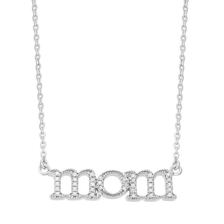 Diamond Accent Sterling Silver Mom Necklace, Women's, Size: 18, White
