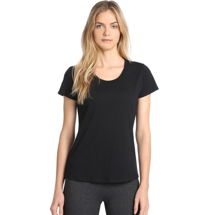 Women's Danskin Half Moon Short Sleeve Tee, Size: Xl, Black