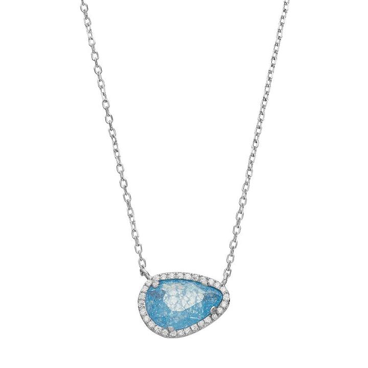 Sterling Silver Ice Cubic Zirconia Halo Necklace, Women's, Size: 26, Blue