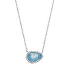Sterling Silver Ice Cubic Zirconia Halo Necklace, Women's, Size: 26, Blue