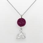Logoart Colorado Avalanche Sterling Silver Crystal Ball Pendant, Women's, Red