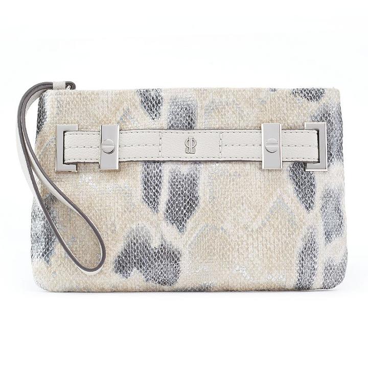 Jennifer Lopez Kylie Metallic Snakeskin Wristlet, Women's, Dark Grey
