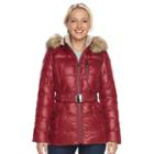 Women's Halitech Faux-fur Trim Hooded Puffer Jacket, Size: Xl, Red