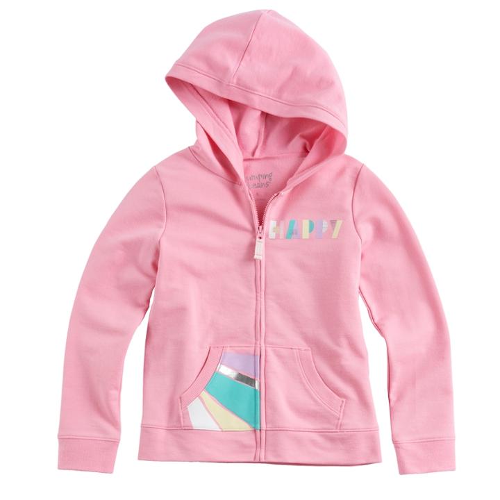 Girls 4-10 Jumping Beans&reg; Printed French Terry Hoodie, Size: 4, Brt Pink