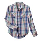 Girls 7-16 & Plus Size Mudd&reg; Button-front Plaid Shirt, Girl's, Size: 7-8, Blue (navy)