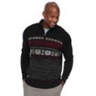 Men's Croft & Barrow&reg; Classic-fit Holiday Fairisle Quarter-zip Sweater, Size: Xl, Black