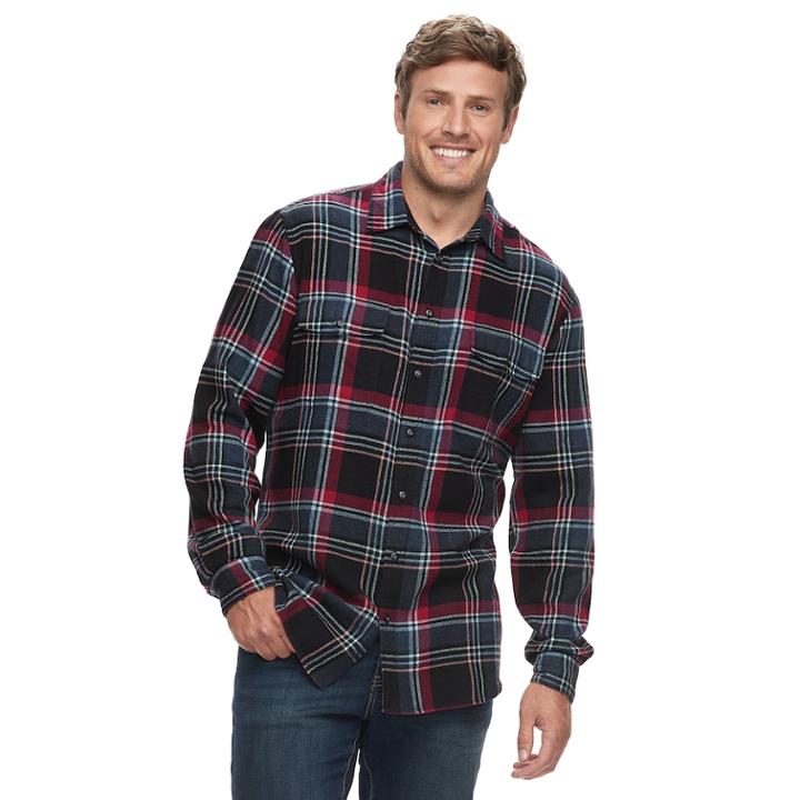 Big & Tall Sonoma Goods For Life&trade; Modern-fit Supersoft Flannel Button-down Shirt, Men's, Size: 4xb, Black