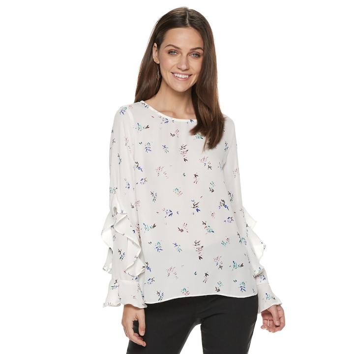Women's Apt. 9&reg; Tiered Ruffle Top, Size: Xs, Natural
