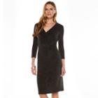 Women's Chaps Chevron-knit Faux-wrap Dress, Size: 2, Black