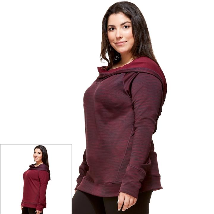 Plus Size Hottotties By Terramar Madison Reversible Long Sleeve Hoodie, Women's, Size: 3xl, Med Red