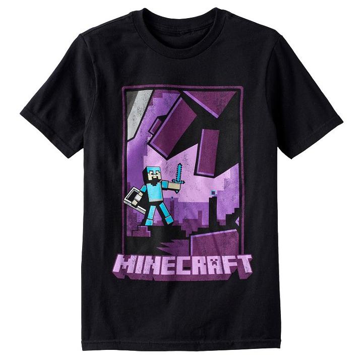 Boys 8-20 Minecraft Tee, Boy's, Size: Medium, Black