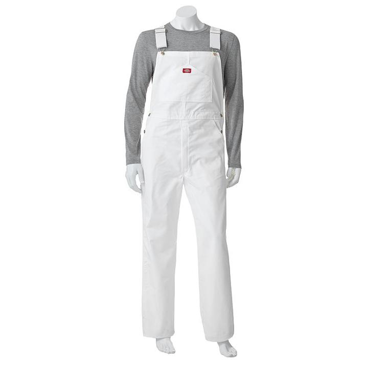 Men's Dickies Painter Bib Overalls, Size: 38x34, White Oth