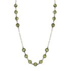 1928 Long Round Faceted Stone Necklace, Women's, Size: 42, Green