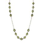 1928 Long Round Faceted Stone Necklace, Women's, Size: 42, Green