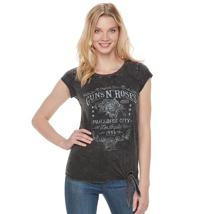 Women's Rock & Republic&reg; Side-tie Guns N' Roses Graphic Tee, Size: Xl, Black