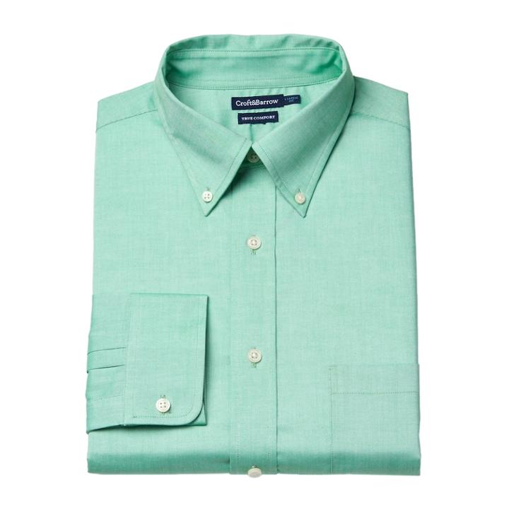 Big & Tall Croft & Barrow&reg; True Comfort Regular-fit Dress Shirt, Men's, Size: 18.5 38/9b, Med Green