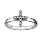Stacks And Stones Sterling Silver 1/10-ct. T.w. Diamond Cross Stack Ring, Women's, Size: 6, Grey