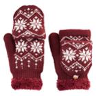 Sonoma Goods For Life&trade; Women's Snowflake Fairisle Convertible Flip-top Mittens, Dark Red
